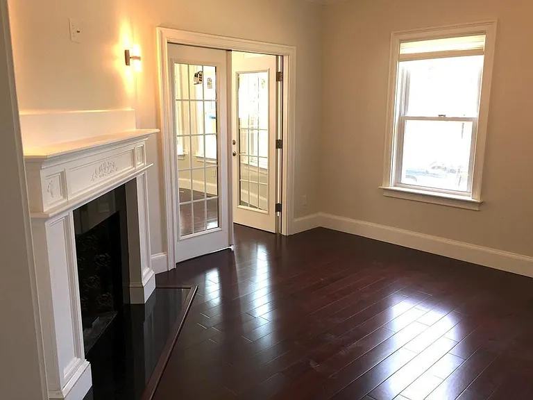 Finished room with fireplace
