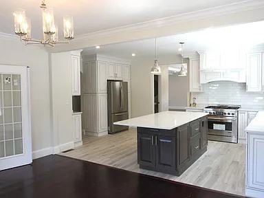 Finished kitchen with island